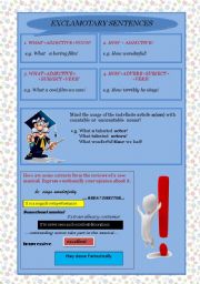 English Worksheet: EXCLAMOTARY SENTENCES