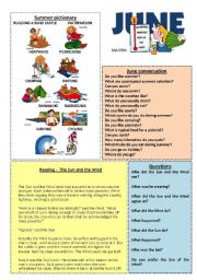 English Worksheet: June worksheet 6/12 (talk, read and discuss)