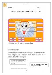 English Worksheet: Body parts