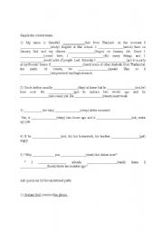 English worksheet: mixed exercises worksheet