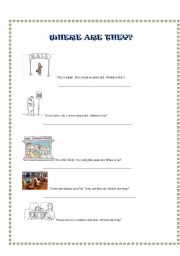 English worksheet: Where are they? exercise for juvenile students
