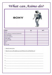 English worksheet: What can Sonys Asimo do? Video worksheet