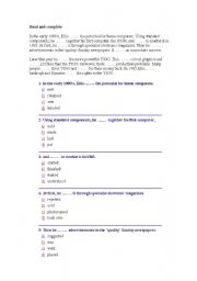 English Worksheet: reading comprehension, simple past