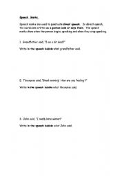 English worksheet: Speech bubbles: practising direct speech