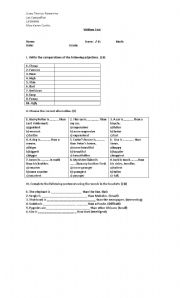 English worksheet: short and long adjectives example