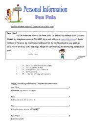 English Worksheet: Personal information and present progressive test