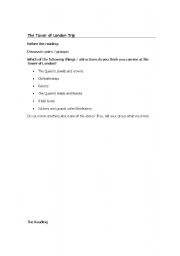 English Worksheet: A Trip to the Tower of London
