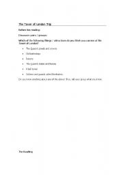 English worksheet: A Trip to the Tower of London