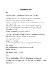 English Worksheet: Dan and his family