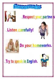 English Worksheet: Classroom rules 2