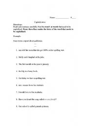 English Worksheet: Capitalization 3rd grade