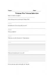 English Worksheet: Vietnam Veteran Interview