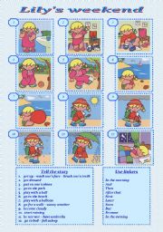 English Worksheet: Lilys weekend - story in pictures. Storytelling for children (Past simple)