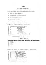 English Worksheet: Present Simple and Continuous