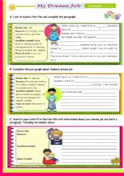 English Worksheet: My Dream Job  - Writing Series for Upper Elementary Students  (2nd 45m-class)