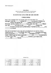 English worksheet: Pre-Intermediate Gap-fill: A family holiday