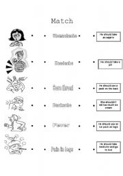 English Worksheet: Match  the disease with the treatment