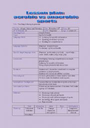 English worksheet: Lesson plan: aerobic vs anaerobic sports