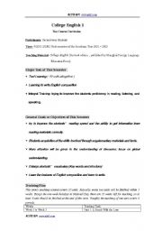 English Worksheet: teaching plan for college english