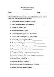 English worksheet: Fairy Tales (Vocabulary)