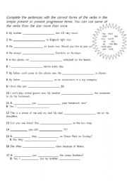 English Worksheet: Simple Present vs. Present Progressive