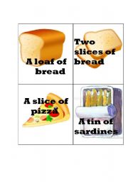 English Worksheet: food quantifiers flash cards