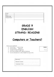 English Worksheet: Can computers substitute teachers in the classroom? Complete test according to ADEC standards 2008-2009