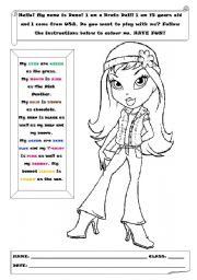English Worksheet: Colours & Clothes with Dana