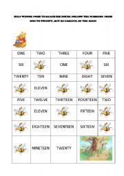 English worksheet: Help Winnie Pooh to reach his house...