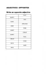 English worksheet: ADJECTIVES- opposites