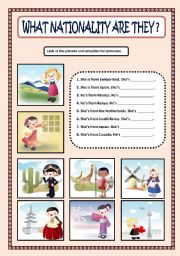 English Worksheet: WHAT NATIONALITY ARE THEY? -2