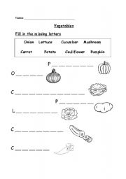 English Worksheet: vegetables handout