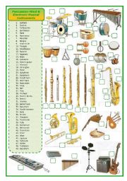 English Worksheet: Percussion-wind-electronic musical instruments-matching 