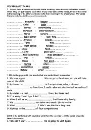 English worksheet: Vocabulary test