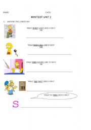 English Worksheet: QUESTIONS ABOUT THE SIMPSONS WITH LIKE + ING