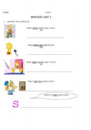 English worksheet: QUESTIONS ABOUT THE SIMPSONS WITH LIKE + ING