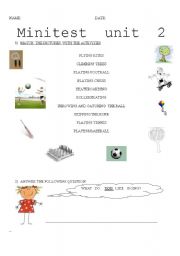 English worksheet: MATCHING ACTIVITY WITH ACTION AND GAMES AND LIKE + ING