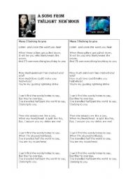 English Worksheet: A song from Twilight A New Moon