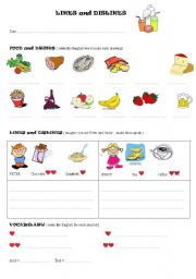 English Worksheet: likes and dislikes + food