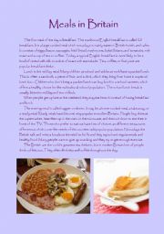 English Worksheet: Meals in Britain
