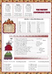 English Worksheet: The Present Continuous Tense