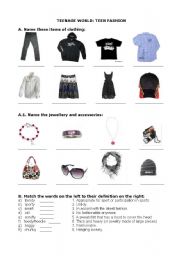 English Worksheet: Teenage Fashion - Clothes and accessories
