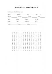 English worksheet: Simple Past Word Search