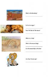 English Worksheet: The Lion and The Mouse  page 2