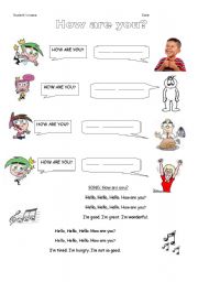 English worksheet: How are you?