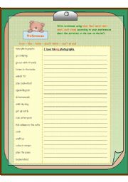 English Worksheet: Preferences