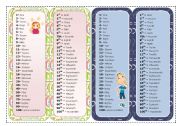 English Worksheet: NUMBERS BOOKMARKS