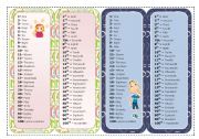 English Worksheet: NUMBERS BOOKMARKS