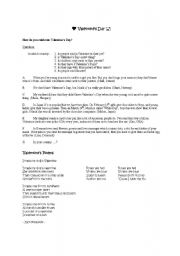 English Worksheet: Valentines Day Lesson