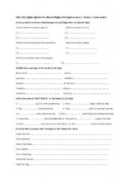 English Worksheet: 8th grade test